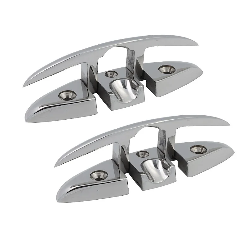 2 Pieces Stainless Steel 316 Flush Boat Cleats 5/6 inch Marine Yacht Sailboat Ships Floating Dock Cleat For Boat Accessories