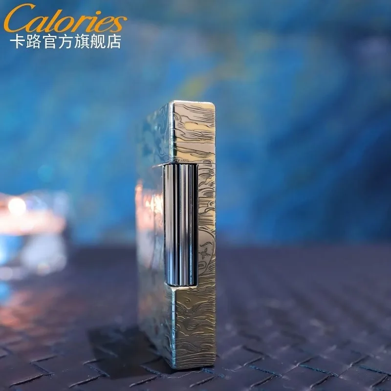 New Calories Mask Life Inflatable Lighter Carved Brass Inlaid Personality Creative Gift for Boyfriend