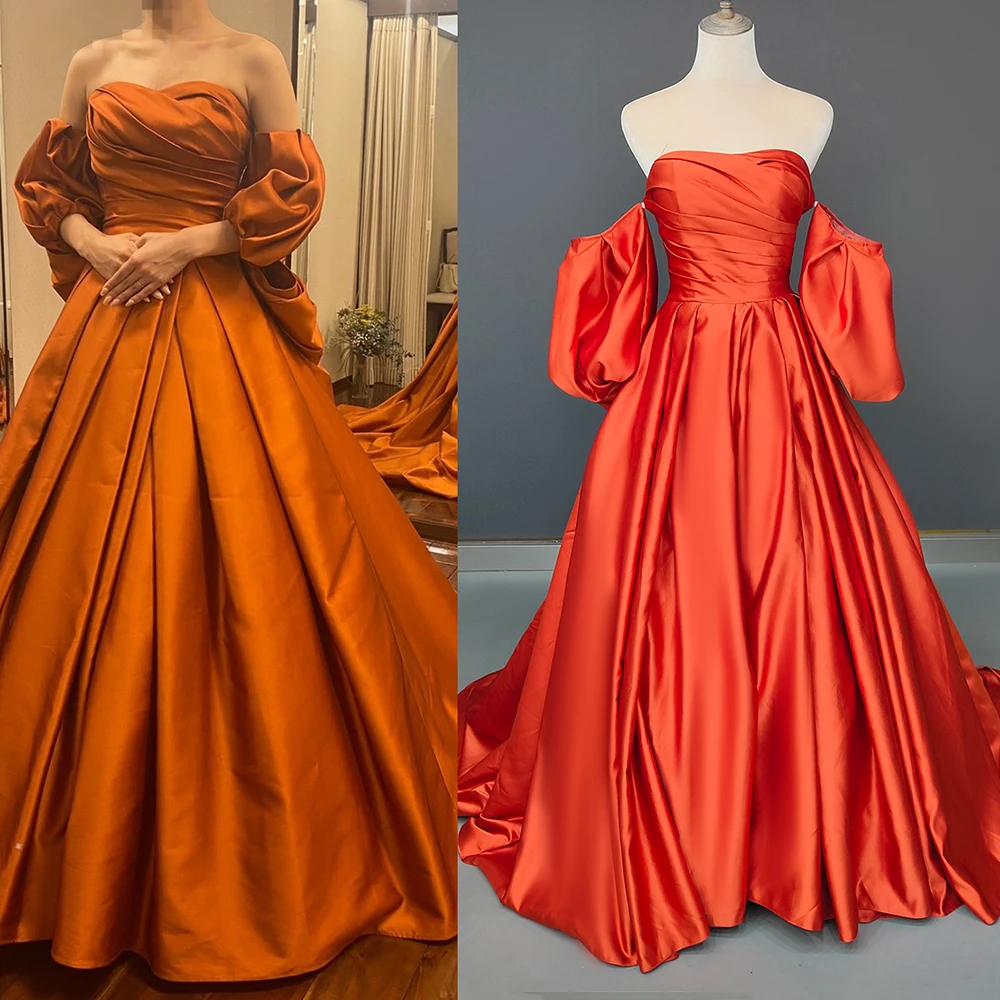 Customized Removeable Puff Sleeves Wedding Gowns Ruched Cathedral Large Bow Tieknot Sweetheart Elegant Real Photos Bridal Dress