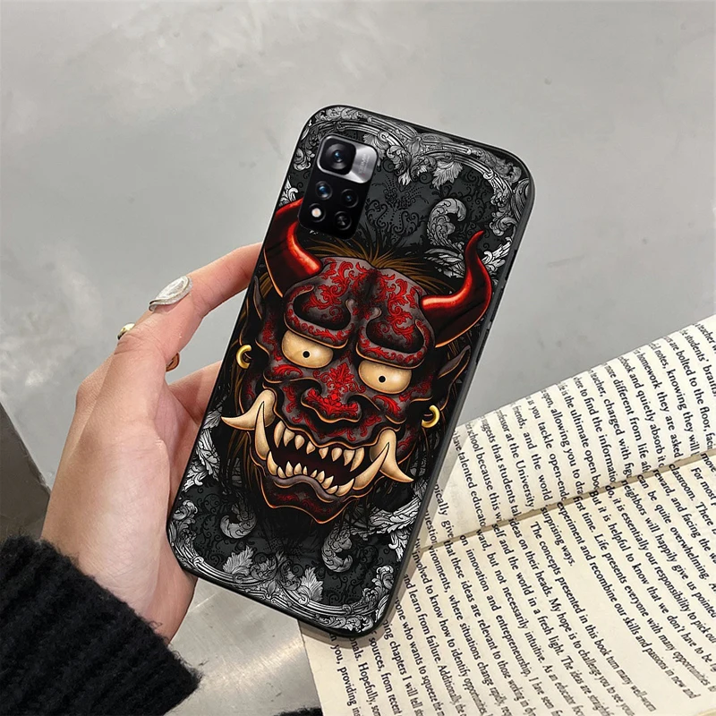 Phone Case for Xiaomi Redmi note 13 12 Pro 11S 11 10 Pro 10S 12S Redmi 13 13C 10 10C   Japanese Samurai Oni Mask