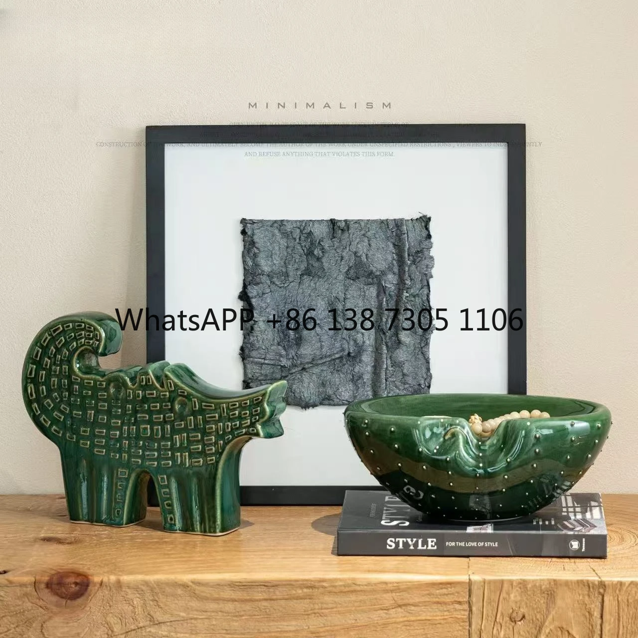 

Creative designer soft decoration model room study bookcase green storage decoration