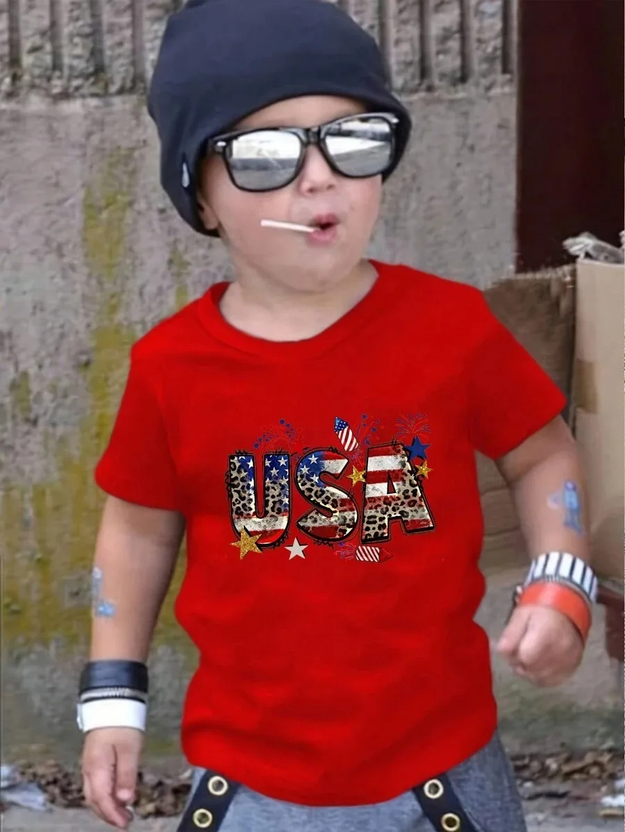 Novas camisetas para meninos, camisetas coloridas estampadas de Natal para crianças de primavera e outono, camisas de base para bebês, camisetas de manga curta