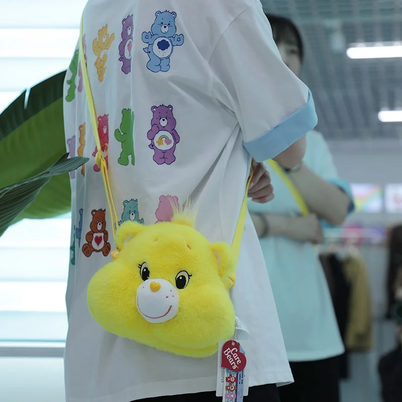 Care Bears Plush Bag Cute Fluffy Bear Head Crossbody Bag Kawaii Cartoon Purse for Girls Teens Fans view 3