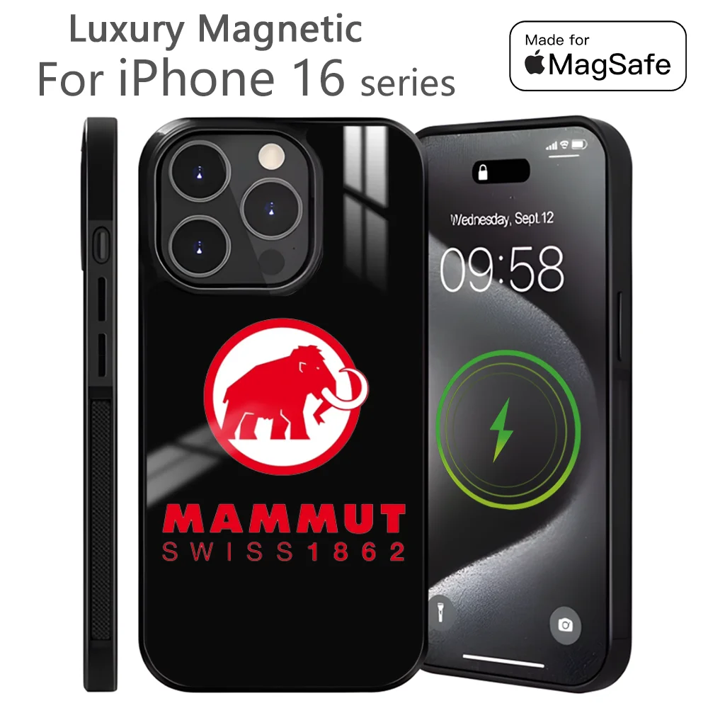 

Luxury M-Mammuts-S Phone Case For iPhone 16 15 14 13 12 11 Pro Max Plus Mini Magnetic Magsafe Wireless Charging Cover