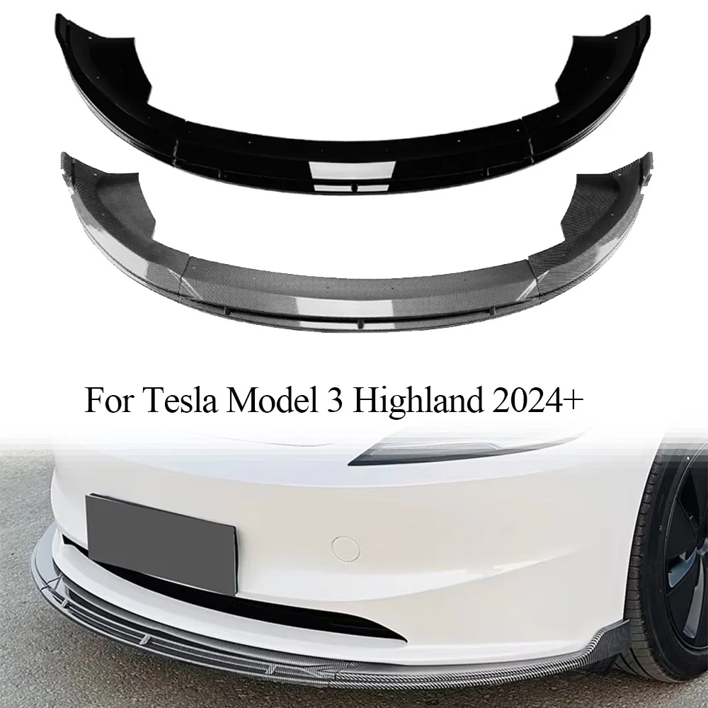 For Tesla Model 3 Highland 2024 2025 Car Front Spoiler Bumper Lip Splitter Chin Diffuser Tuning Body Kit Auto Part