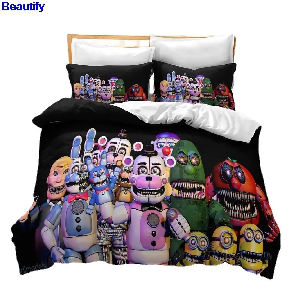 Five Night Bear Freddy Duvet Cover Pillowcase Bedding Set Single Twin Full Size for Baby Kids Bedroom Home Decor