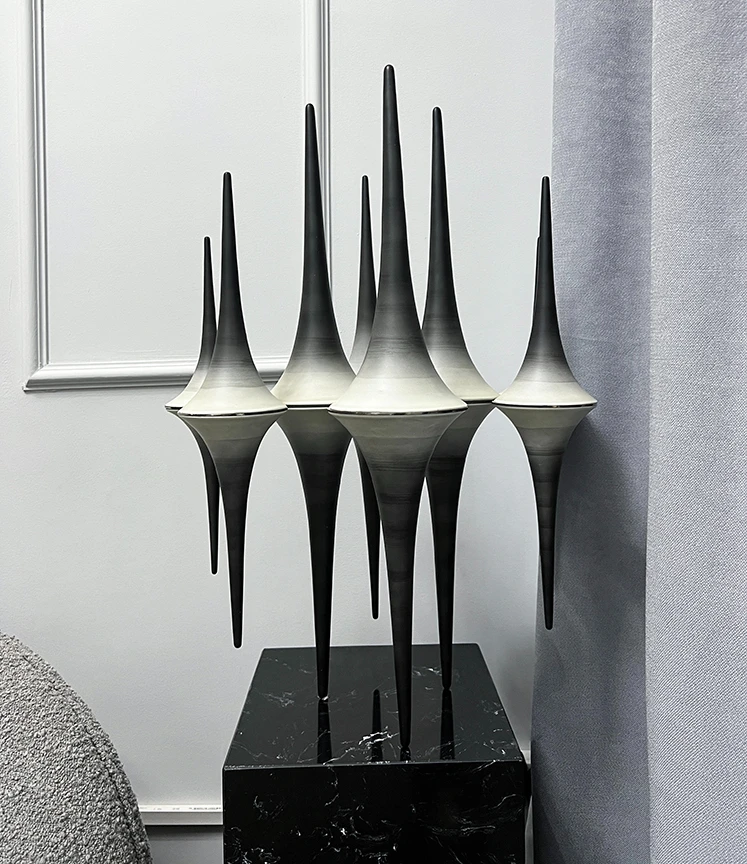 Light Luxury Metal Reflection Cone Art Decoration Model Room Sales Office Display Shelf