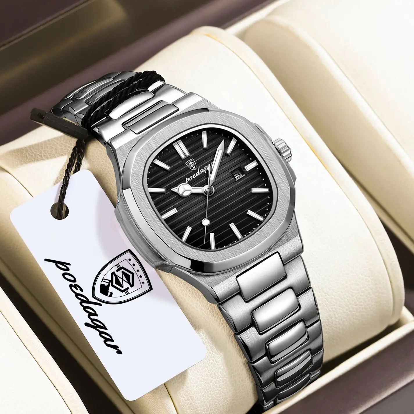 POEDAGAR Exquisite Couple Quartz Watches Date Waterproof Luminous Ladies Wristwatch Stainless Steel Fashion Watch For Wife Gift