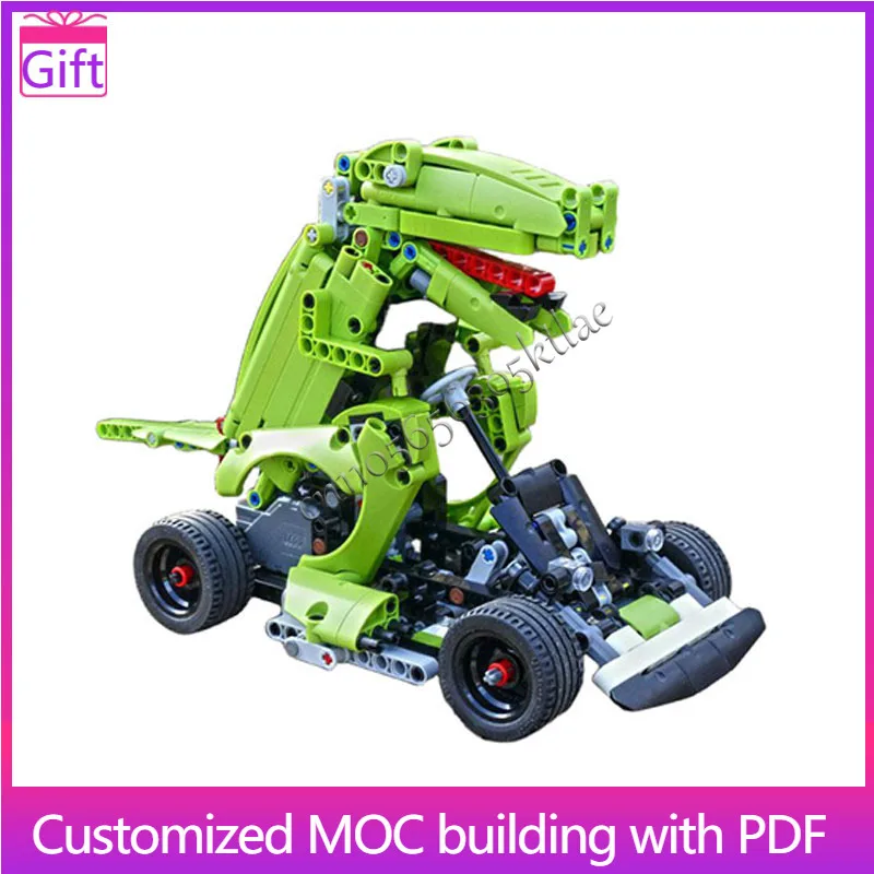 

447 PCS Hot Selling MOC Dinosaur Kart Model Modular DIY Set Building Blocks Kids Assembly Display Toys Festival Surprise Gifts