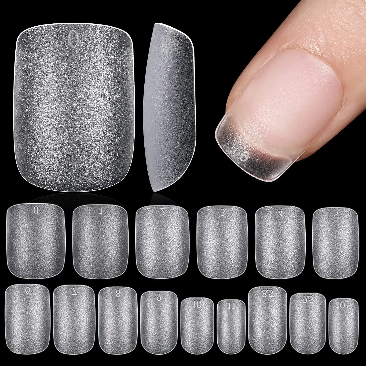 Extra Short Square Nail Tips 240Pcs, Acrylic Full Cover False Press on Nails, 15 Sizes Pre-shaped Double-sided Matte Fake Nails for Extension