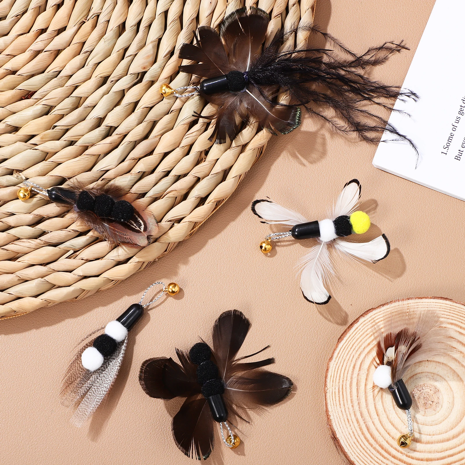 

6Pcs Cat Realistic Replacement Heads for Indoor Cat Teaser Interactive Play Accessories Kitten Heads