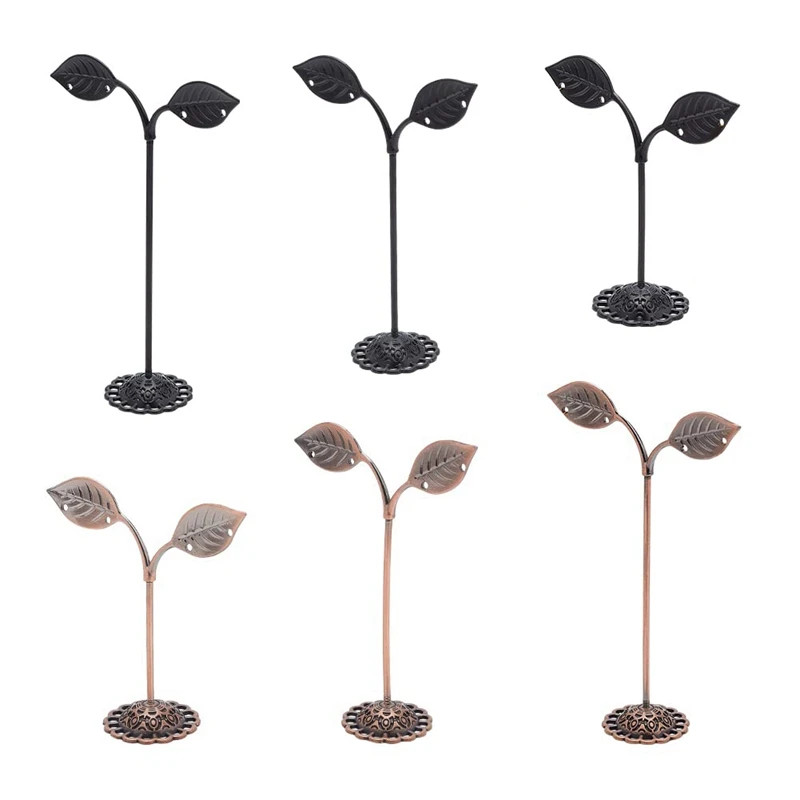 

6Pcs Leaf Shape T Shape Earring Display Stand Jewelry Organizer For Retail Photography Prop