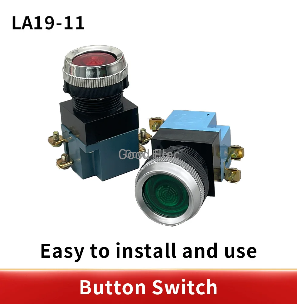 1PCS LA19-11 5A 380V self reset pneumatic button button switch 25mm button switch