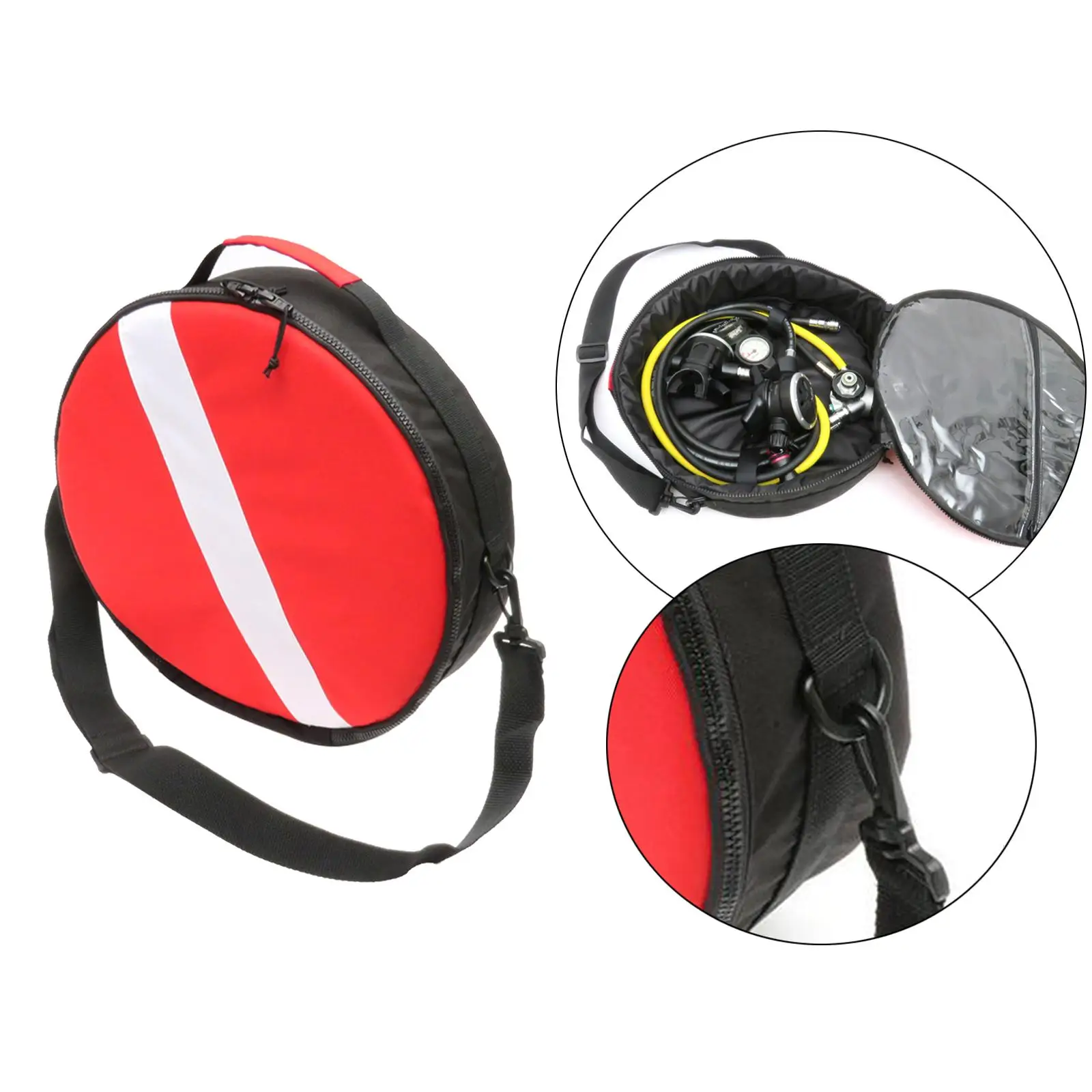 

Pro Round Scuba Diving Regulator Bag Padded Snorkeling Dive Flag Bag Handbag Zipper Design with Shoulder Strap