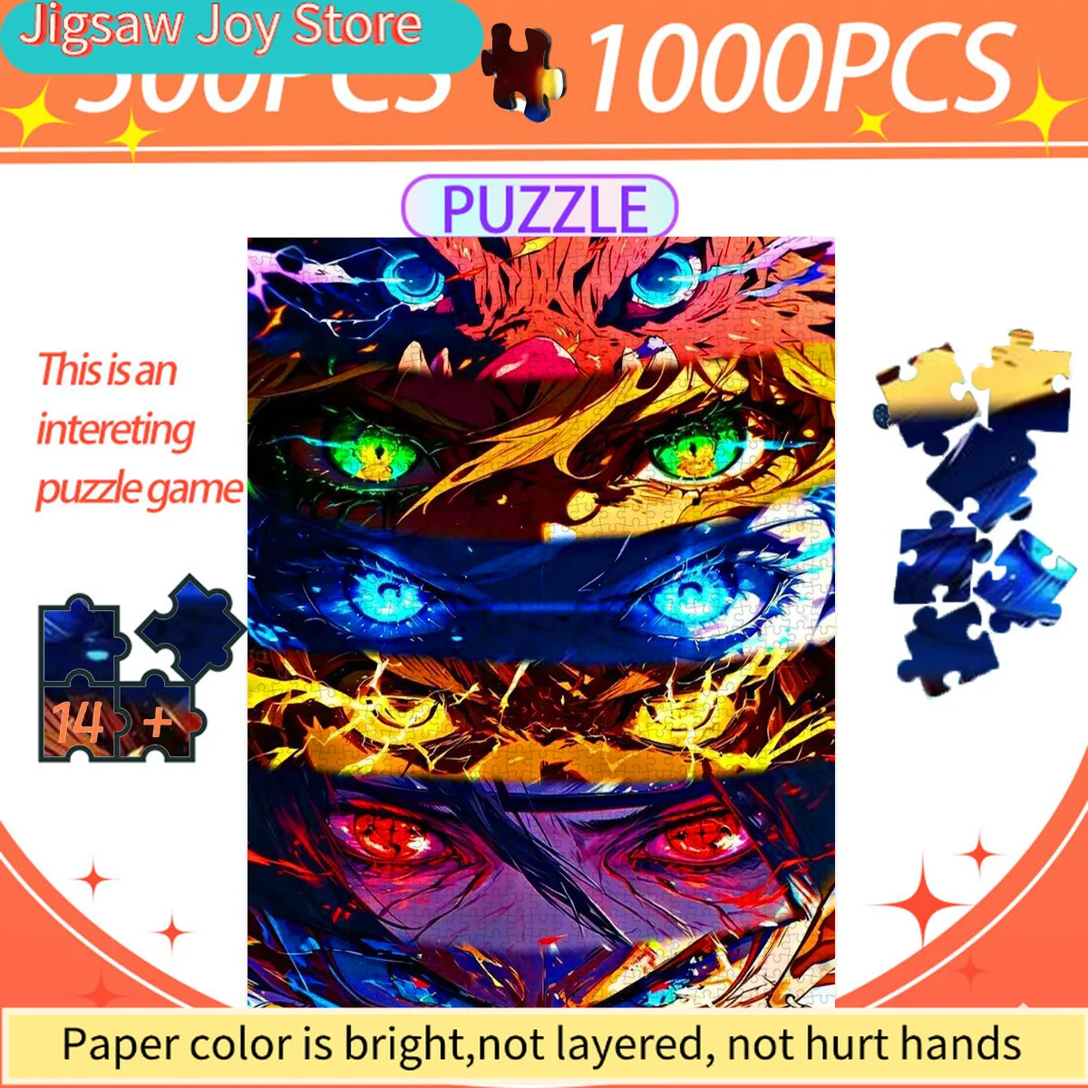 

Family Fun Jigsaw Puzzle, Paper Puzzle, Adult Puzzle, "Flame of the Eyes", Adult Puzzle, White Card Material, Halloween Puzzl