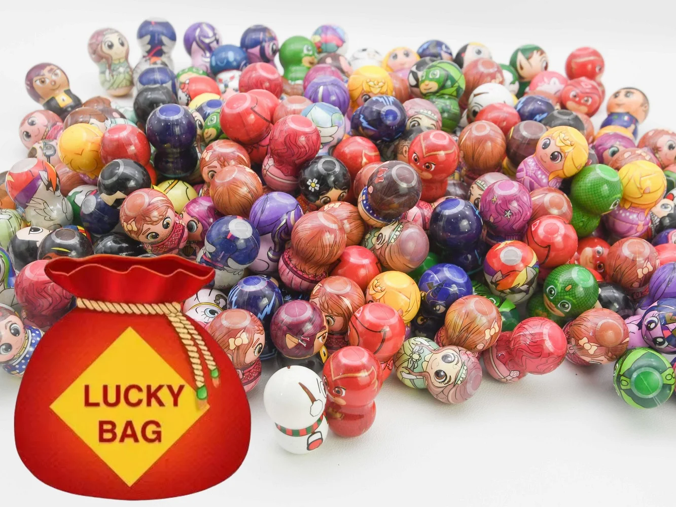 

Original bulk tilting doll lucky bag cute pajamas mask superhero justice tumbler toy princess kitty X-mas Halloween figures