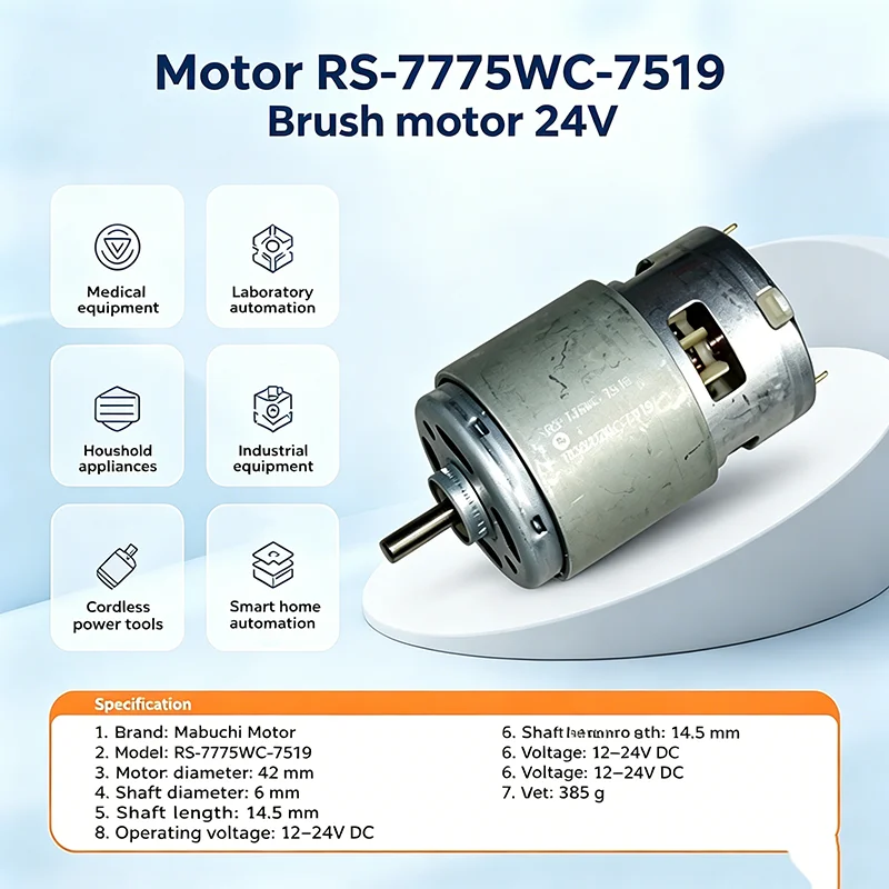 MABUCHI RS-775WC-7519 DC 12V 18V 24V 18500RPM High Speed Power 42MM Electric Motor 5mm Shaft DIY Garden Tools Drill Chainsaw