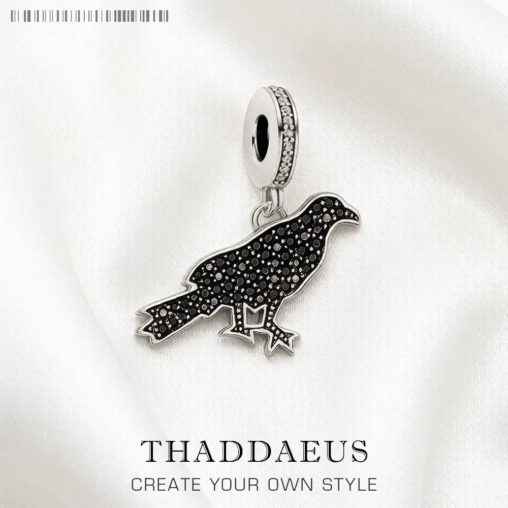 Crow Raven Charm Anhänger 925 Sterling Silber Neue DIY Schmuck Vintage Zubehör für Frauen Männer