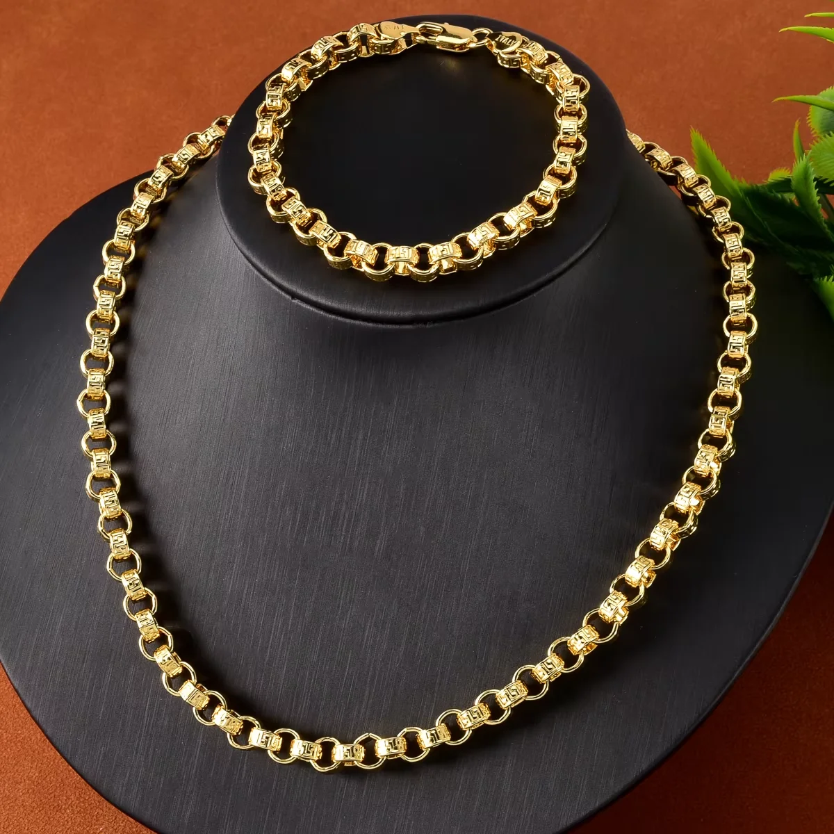

Women Gold Plated Jewelry Set Curb Mariner Wheat Byzantine Link Choker Men Necklace Bracelet Hip Hop Collarbone Accessory Gift