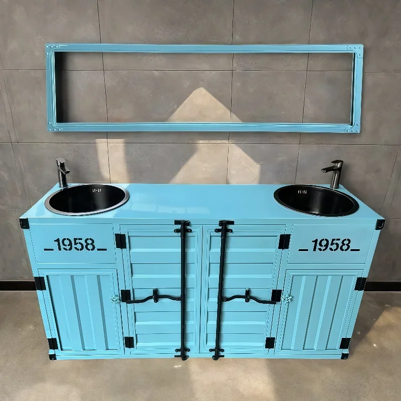 Mobile lavabo industriale a vento, lavabo retrò, bar creativo, tavolo da lavare dal pavimento al soffitto