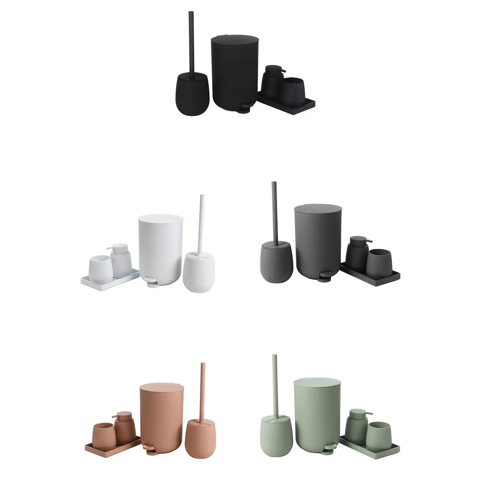 

5Pcs Toothbrush Cup and Soap Dispenser with Soap Dish for Apartment Decor