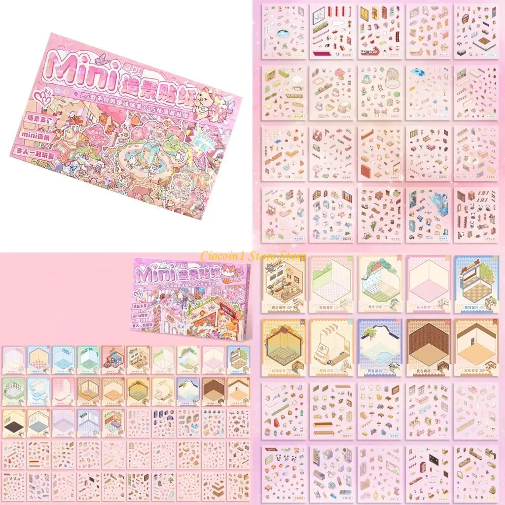 Adesivo cena miniatura desenho animado A3pc FUNCIONAR SCENE MINIATURA PARA SCRAPABELAÇÃO DO NOTEMENTO PENO DO