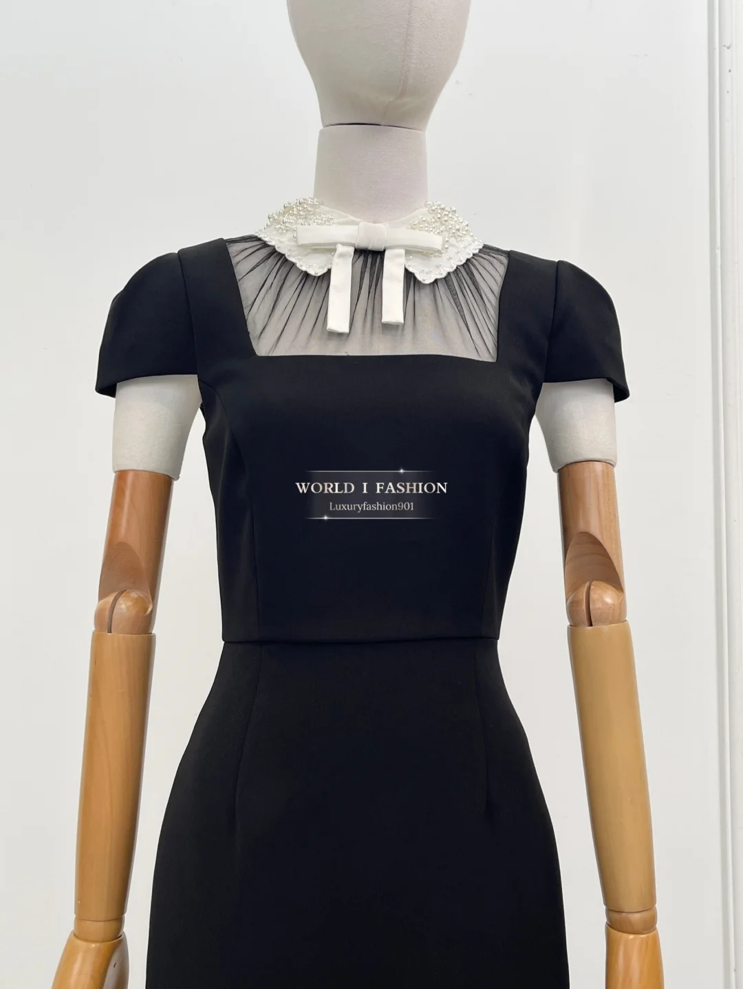 Kurzärmliges, durchsichtiges Midikleid aus Spitze 2025, hohe Qualität