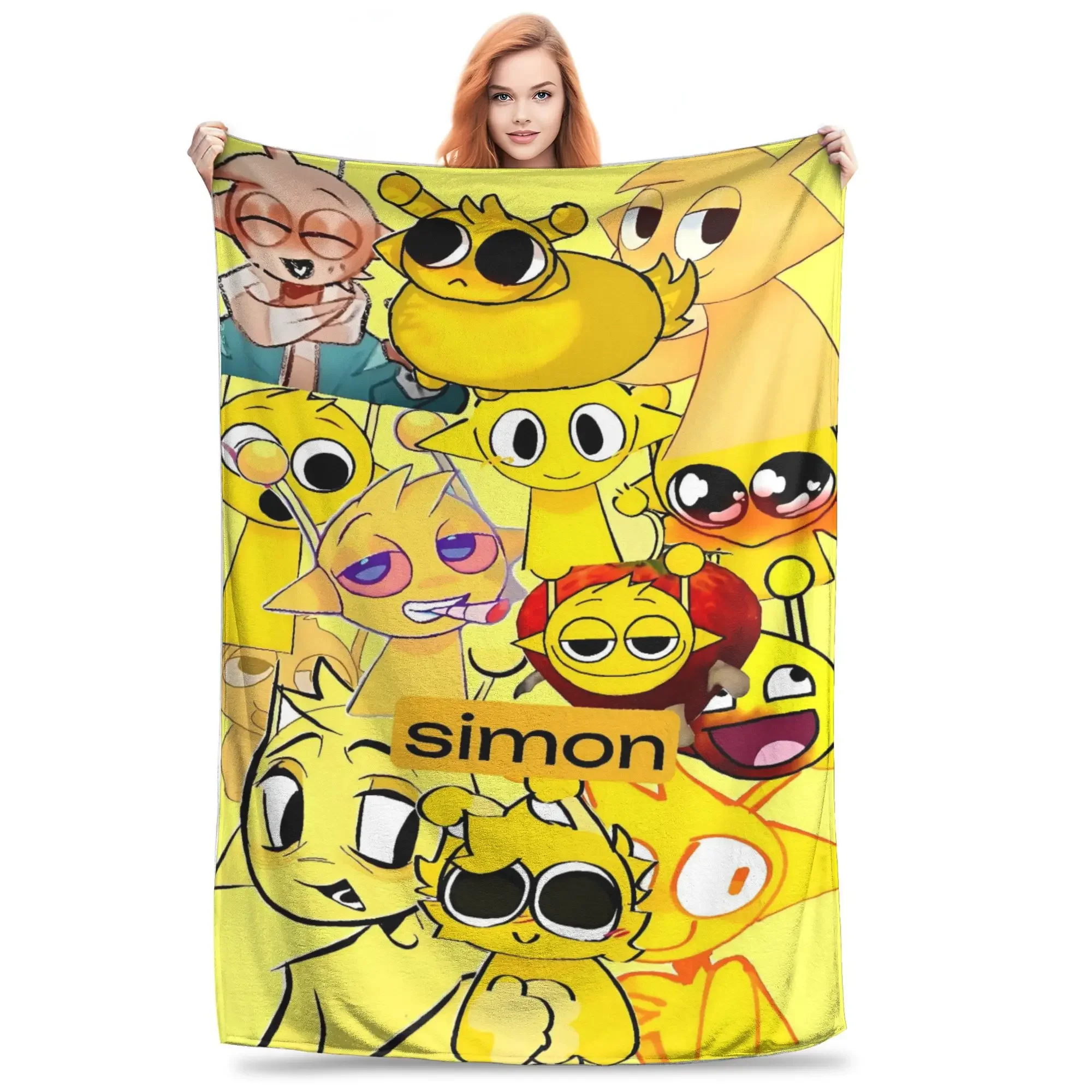 Colorful Game Theme Sprunki Printed Warm Plush Throw Blanket for Students Novelty Home Decor Flannel Bedspread Bed Cover