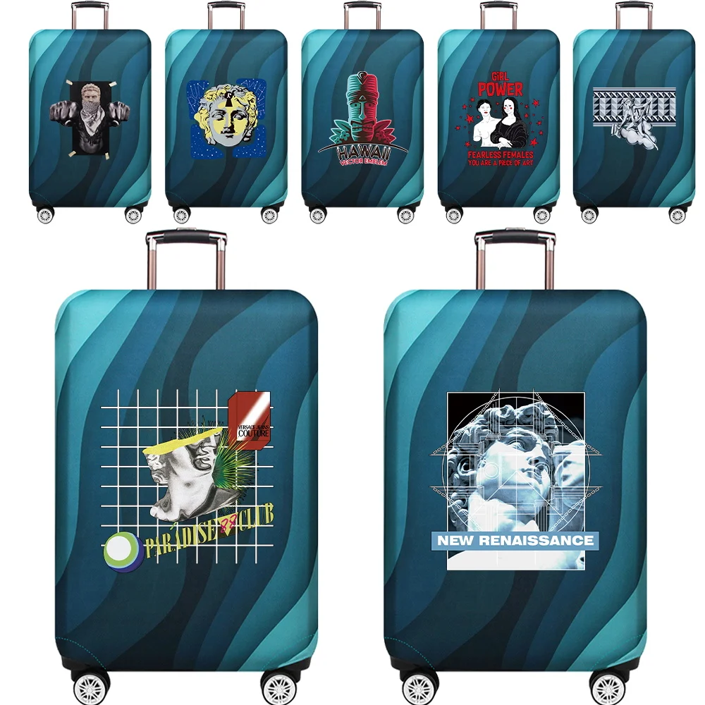 

Portable Stretch Fabric Luggage Protective Cover Fashion Dust Cover Anti-Scratch Protective Sculpture Print Travel Accessories