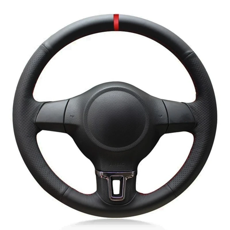 Hand-Stitched Soft Black Artificial Leather Car Steering Wheel Cover For Volkswagen Golf 6 Mk6 VW Polo MK5 2010-2013