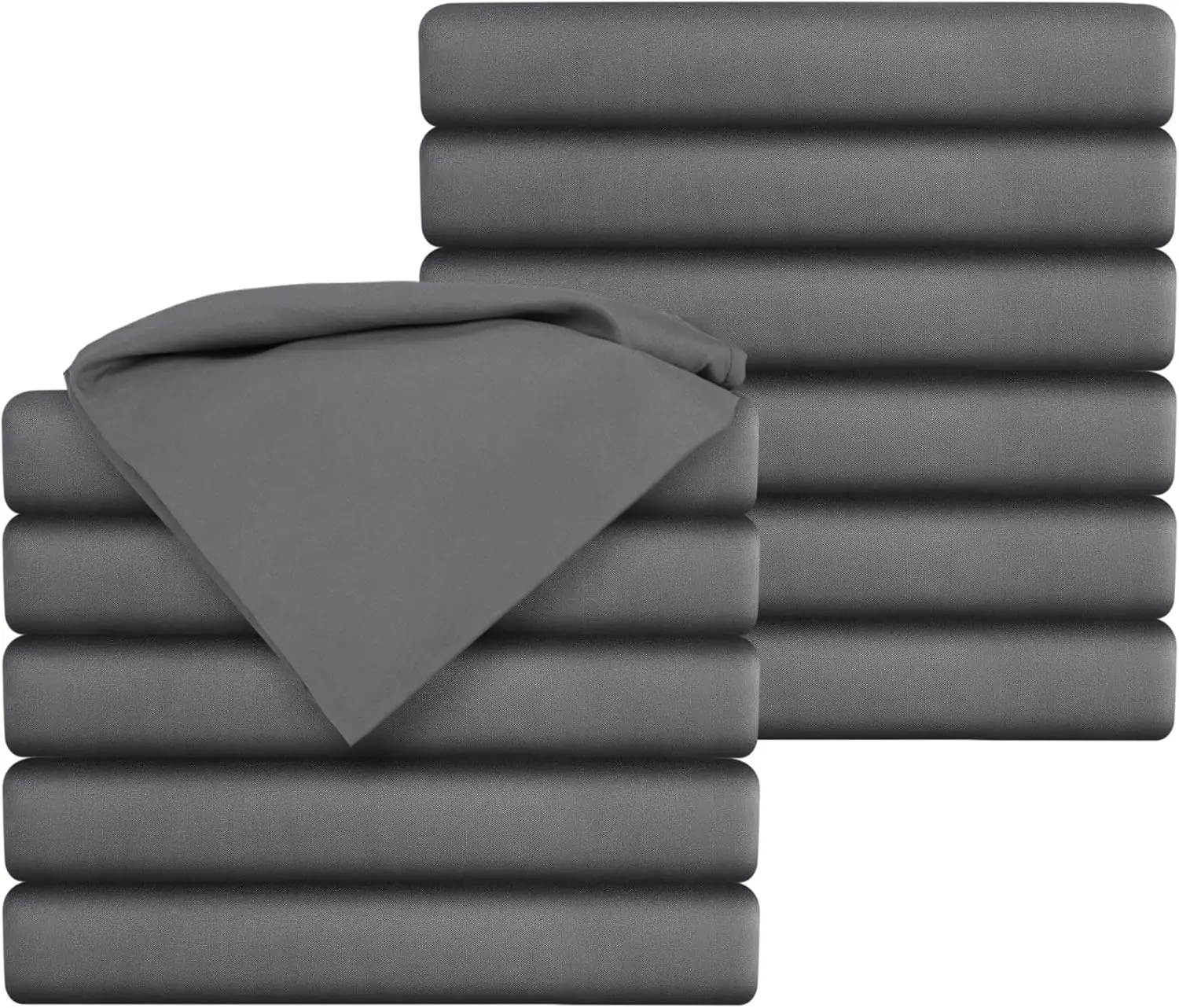 10 Pack Bedding Twin Fitted Sheets Bulk Fitted Bed Twin Size Sheet 38'' X 75'' Single Size Bottom Sheets Up To 12 Inches (Gray)