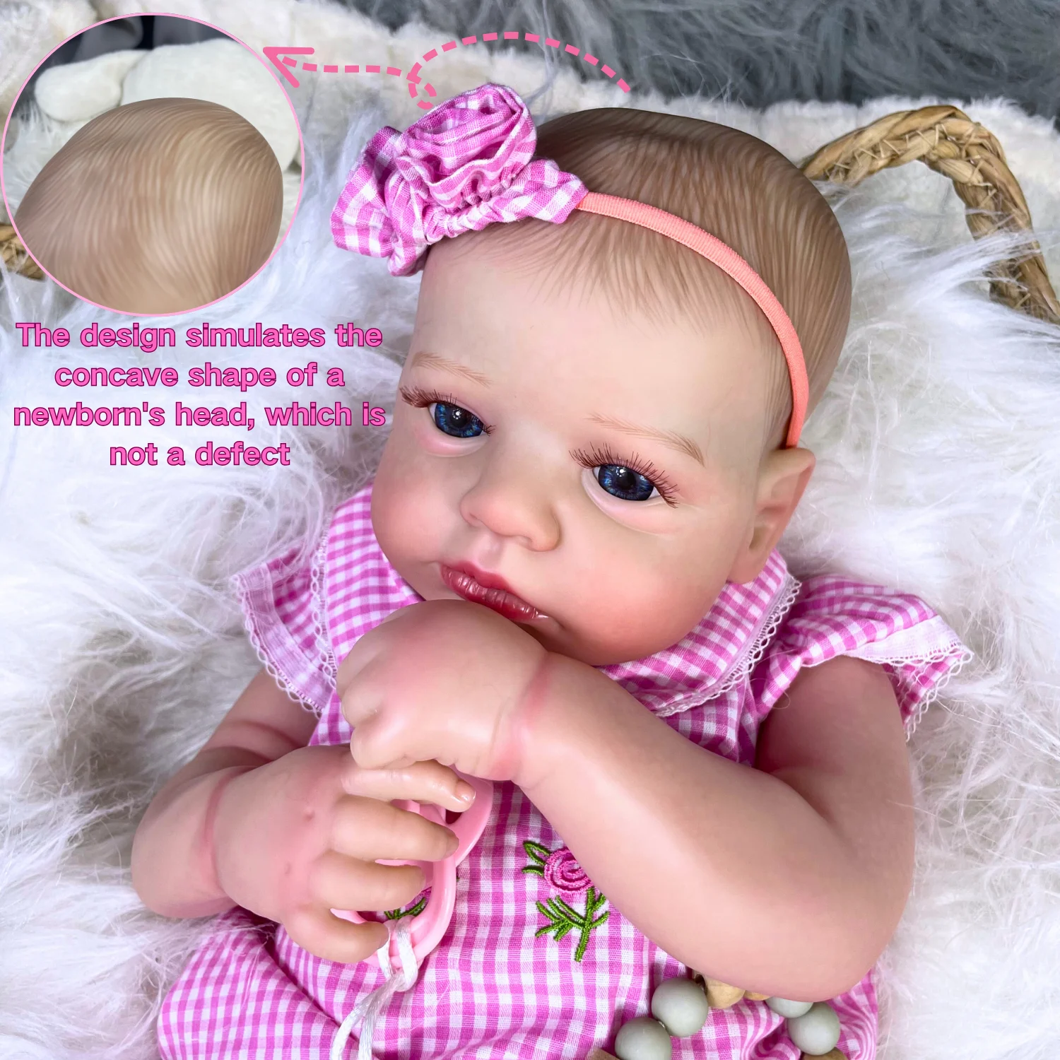 Mrb boneca bebê reborn, 20 espaços, loulou acordado, princesa, menina, olhos azuis abertos, pele 3d, veias visíveis, boneca colecionável, brinquedo, presente de natal