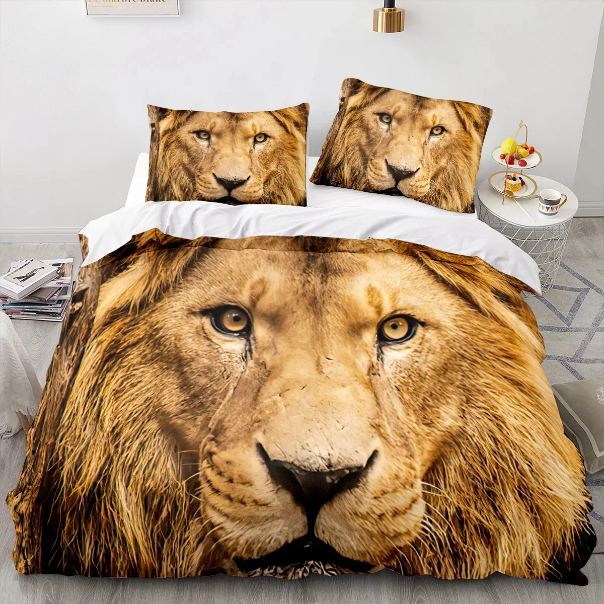 Animal Lion Bedding Set Cool Animal Bed Linen Home Decor Single Double Twin Size For Boys Girls Kids Adults Lion Duvet Cover Set