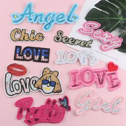 Fashion Embroidered Sequin Crafts Iron On Patch For Clothing Badges Jacket Bags Kids Sequined Appliques Chic Patches