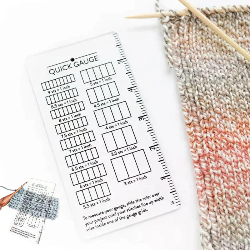 مسطرة قياس سريعة، مسطرة قياس للحياكة والكروشيه، لا حاجة للعد، سهلة قياس مقاييس الغرز للخياطة والحياكة