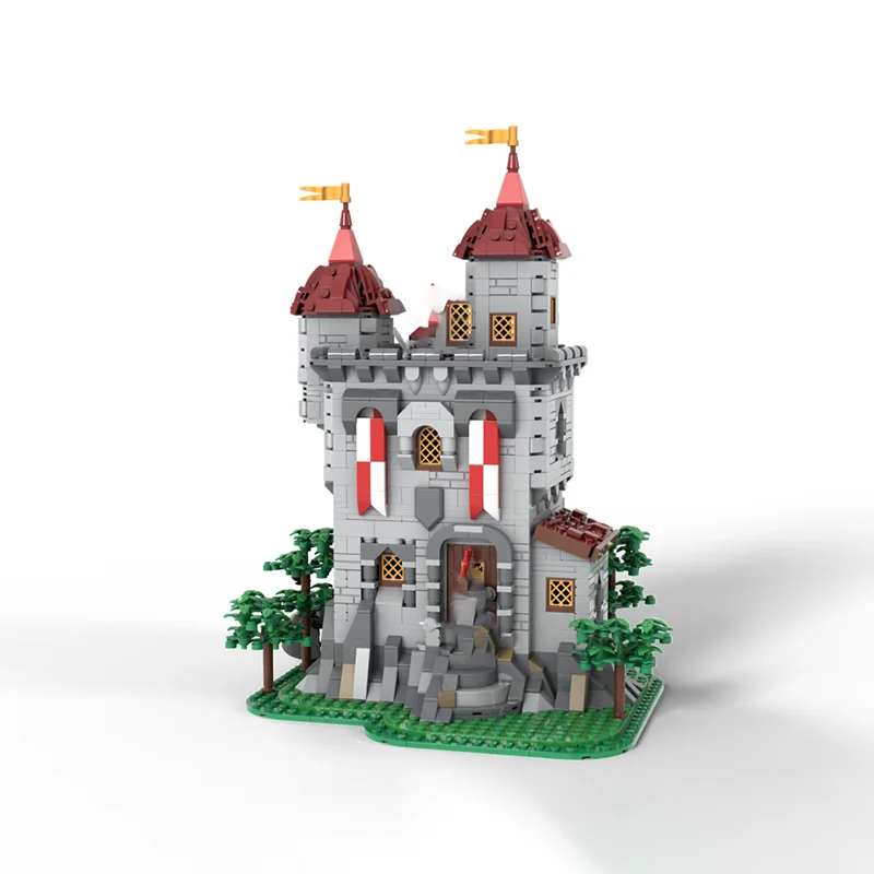 Castillo Medieval, modelo Moc, bloques de construcción, modelo de puesto de caballeros, tecnología, bloques modulares, regalos, juguete de Navidad, conjunto de ensamblaje DIY