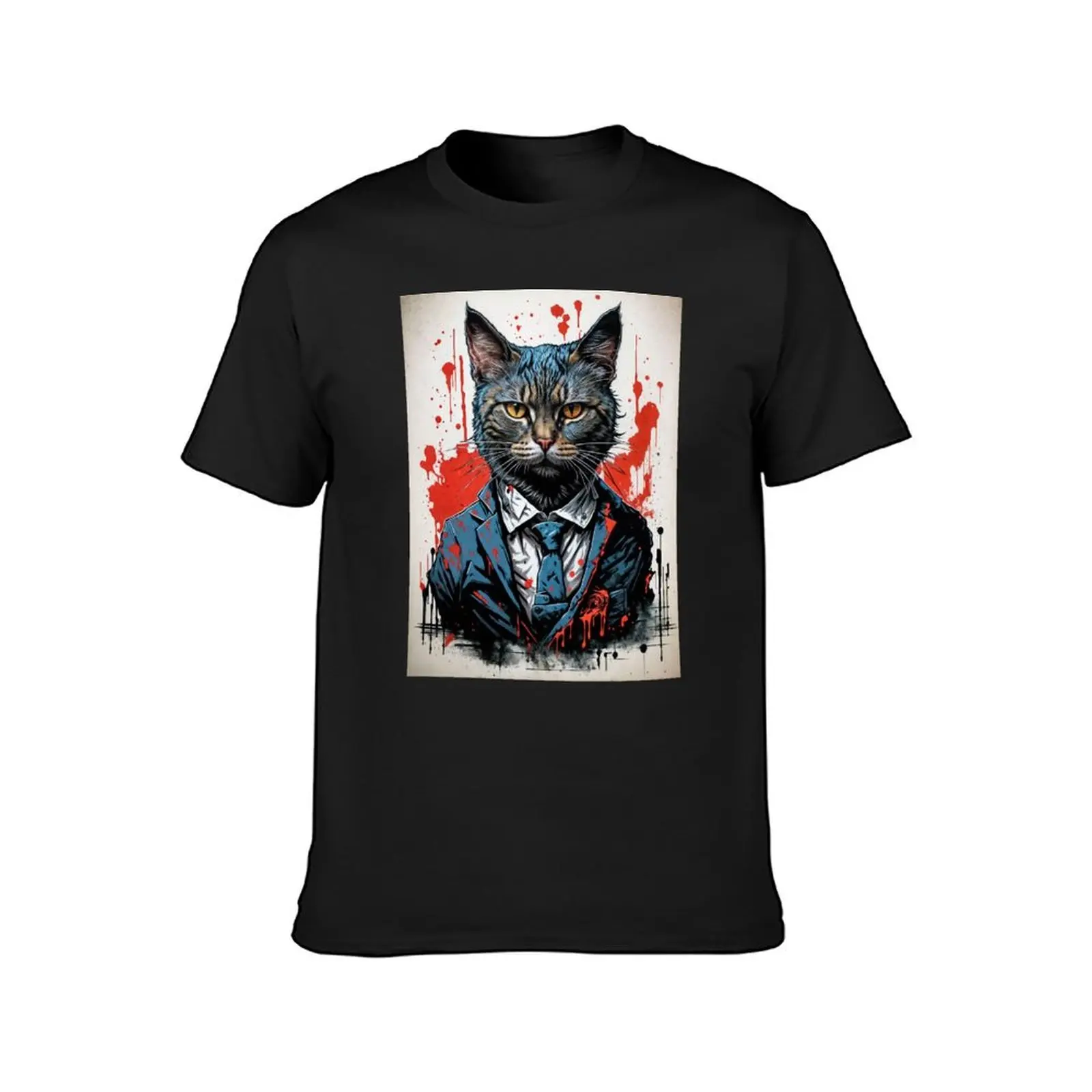 Psychopath cat T-Shirt graphics summer clothes mens workout shirts