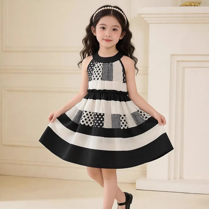 Girls' dresses, children's skirts, summer clothing2026New high-end halter neck cotton princess dress