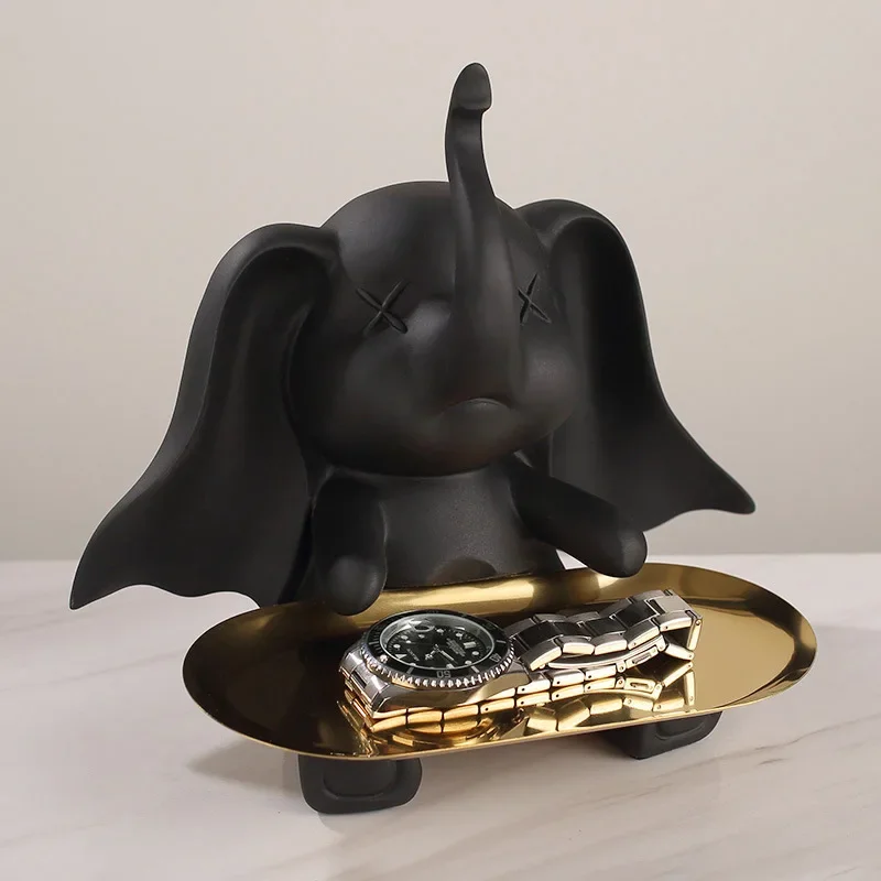 

Modern Elephant Tray Key Storage Cute Resin Craft Creative Living Room Home Decor Luxury Desktop Accessories