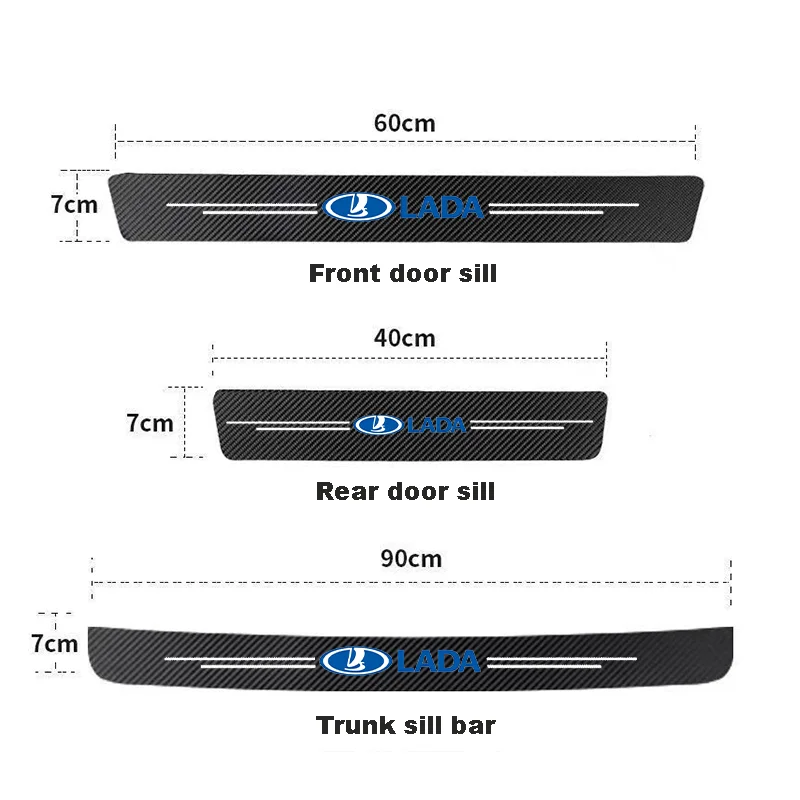 Car Door Threshold Plate Carbon Fiber Stickers For LADA GRANTA LARGUS NIVA VESTA XRAY Vaz Uaz Auto Accessories