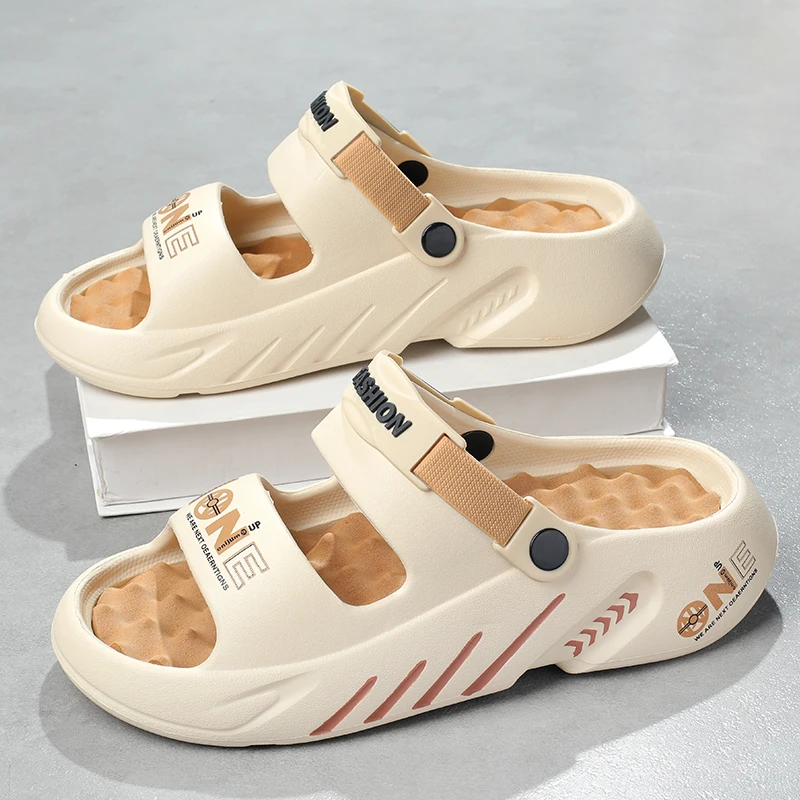 

YRZL Men's Summer 2025 Beach Sandals Men Soft Thick Sole Casual Slippers for Men Women Anti-Slip Garden Shoes Lightweight