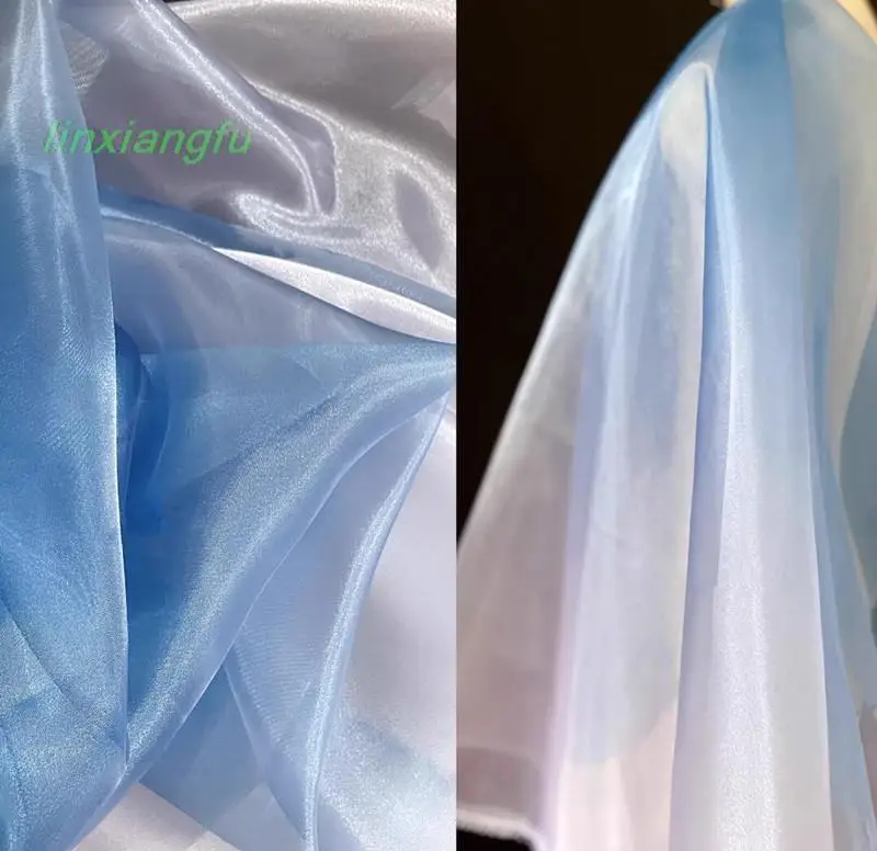 Gradient colored water crystal fabric, high-density candlelight organza liquid gloss fabric, stiff designer fabric