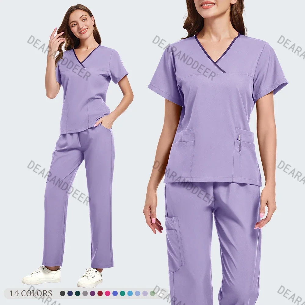 

Hospital dentist clinic nurse pet store beauty salon doctor surgery scrub surgical gown medical short-sleeved shirt + pants set