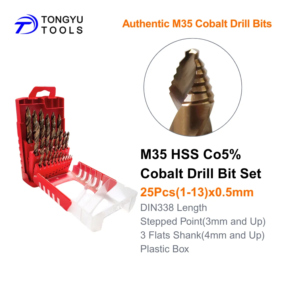 M35 Kobalt Boorbits Set Getrapte Punt Metrisch DIN338 HSS Co5% Spiralboor voor RVS Hard Metaal Zwaar Werk