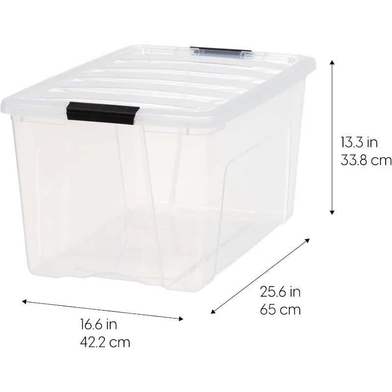 USA 72 Qt Stackable Plastic Storage Bins with Lids, 4 Pack -BPA-Free,SeeThrough