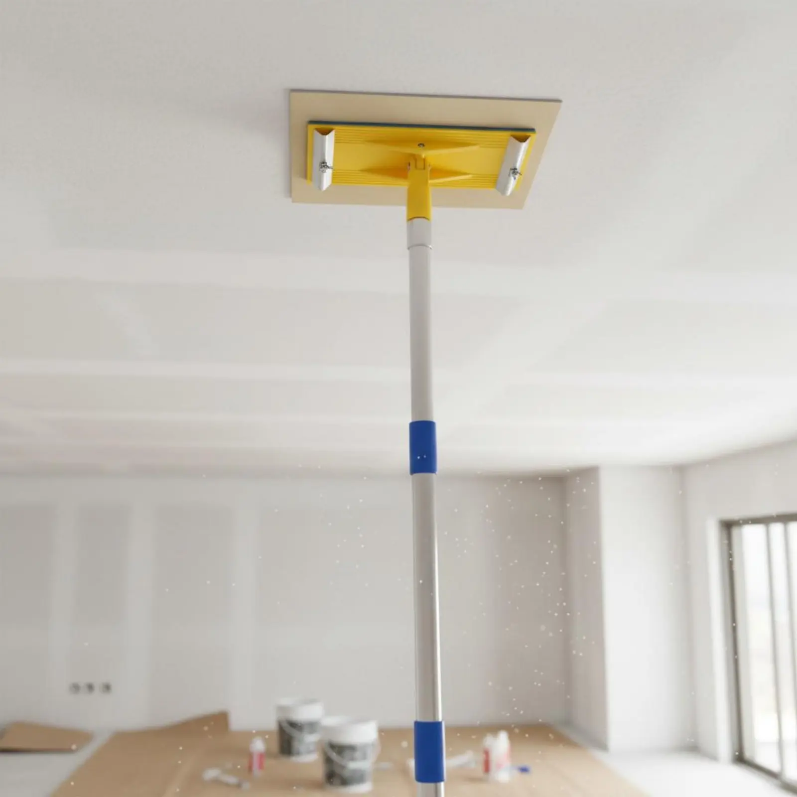 Rotating Head Pole Sander Lightweight Rotating Sander Head Sanding Paper Holder with Long Handle Sturdy Sturdy-Duty