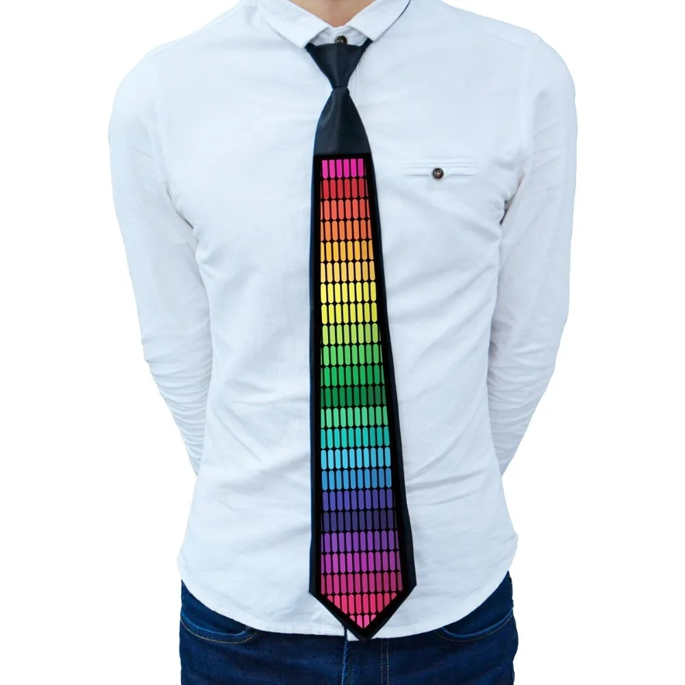 

Rainbow LED Light Tie Adjustable Narrow Flashing Glow Rave Party Necktie Neon Cyberpunk Hip-hop Luminous Cravat