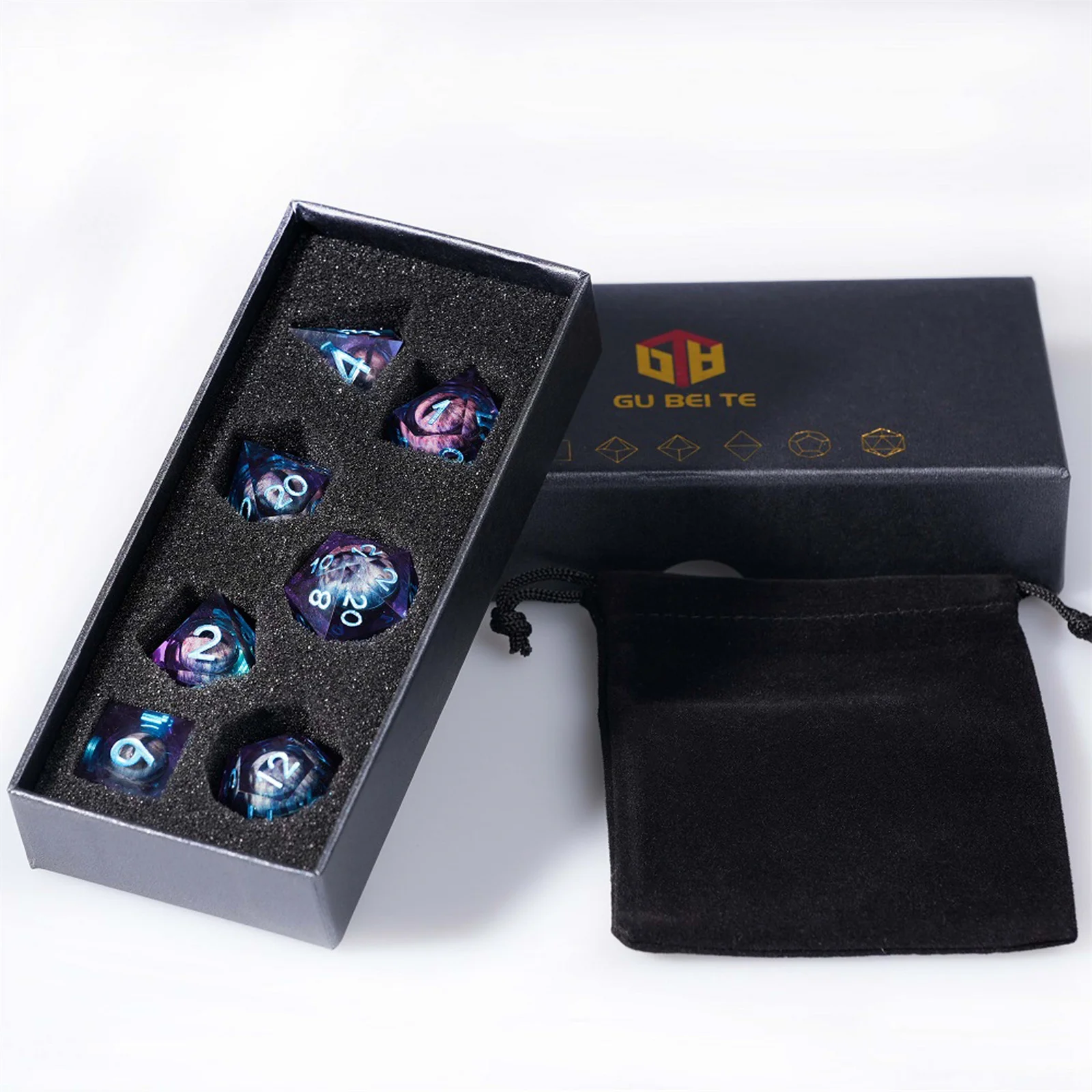 

1-7pcs Black White Dargon Eye DND Dice Set Cat Eye Liquid Core Sharp Edge Polyhedral Resin Dice for Multi-Sided RPG D6~D20