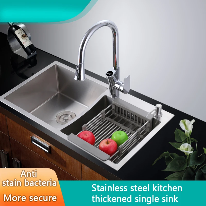 Diseño moderno hecho a mano de fregadero de cocina de doble ranura de acero inoxidable 304