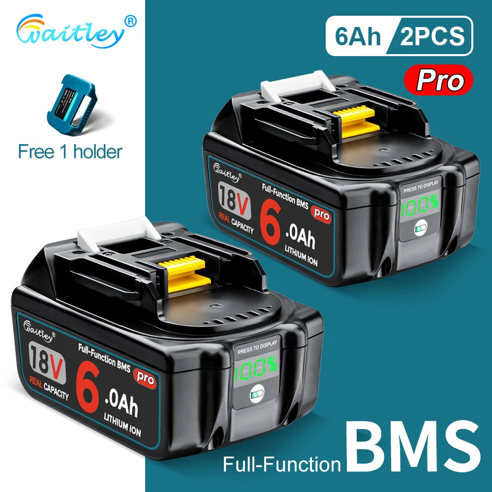 Waitley Battery Pro voor Makita 18V elektrisch gereedschap Oplaadbare batterijen met Samsung-cellen / vervangende BL1860 gereedschapsaccessoires